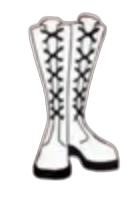 Tall white boots with black laces