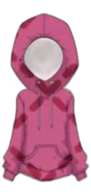Pink hoodie with hood up